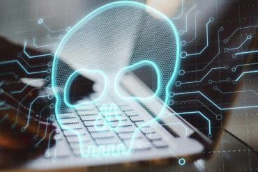 Glowing digital skull showing prompt injection attack on LLMs