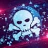 Skull on screen showing ransomware groups