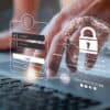 Hands on laptop showing identity security