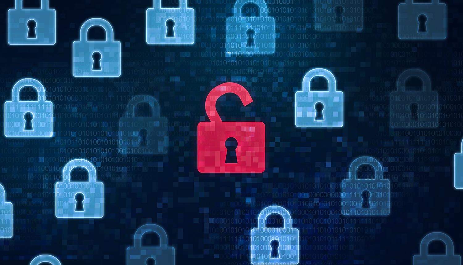 Red open padlock showing third party breach