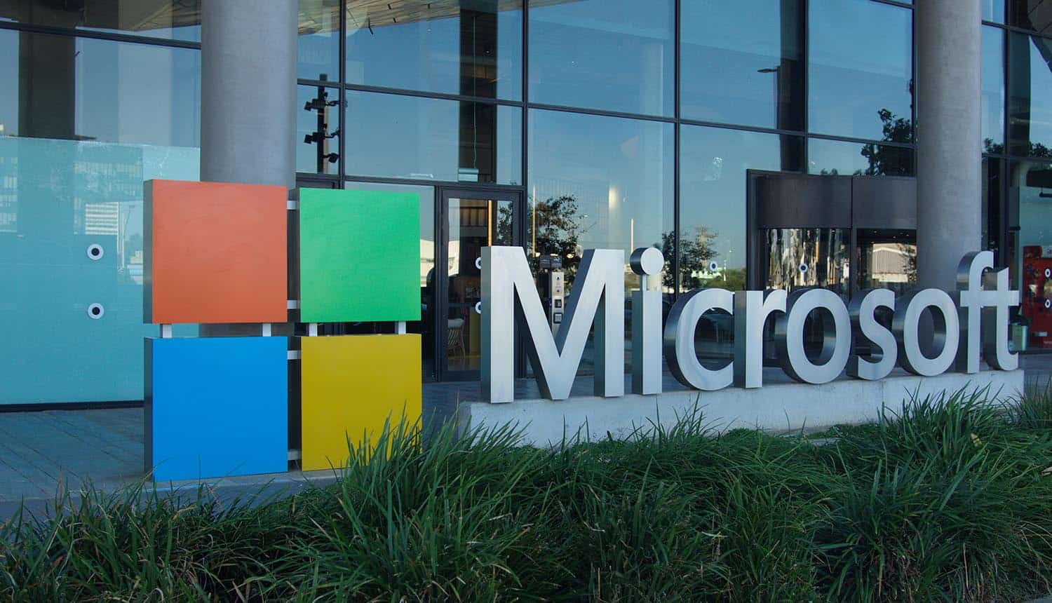 Microsoft building showing AI tools and confidential emails