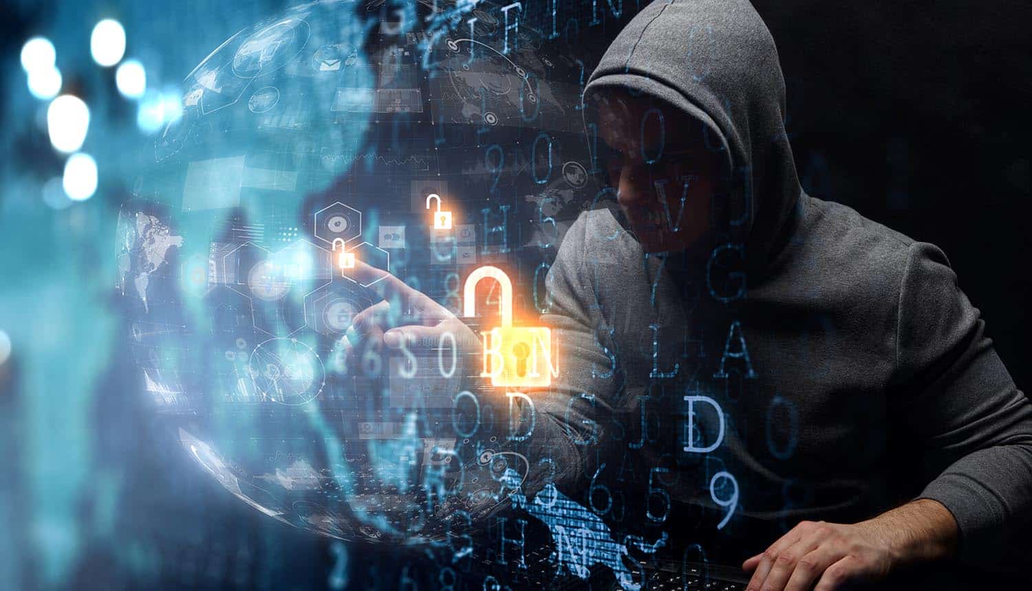 Hacker working showing AI cyber threats