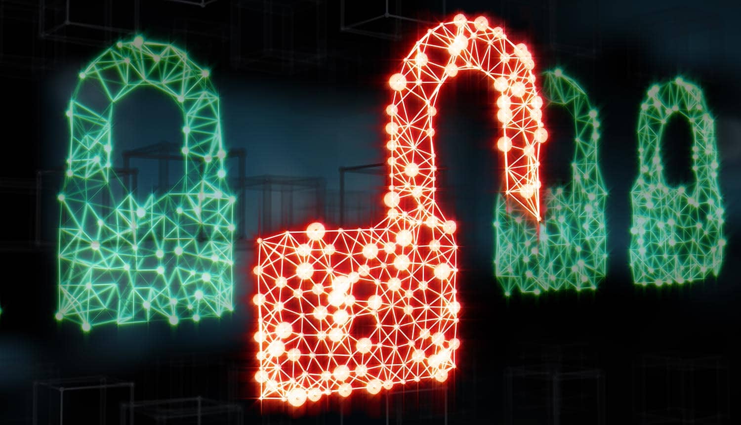 Open digital padlock showing data leak due to IT glitch