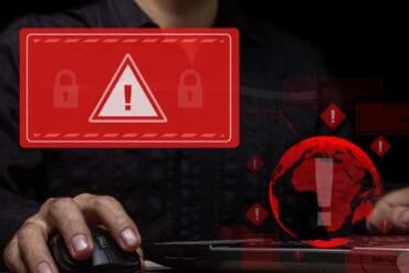 Alert on screen showing ransomware attack