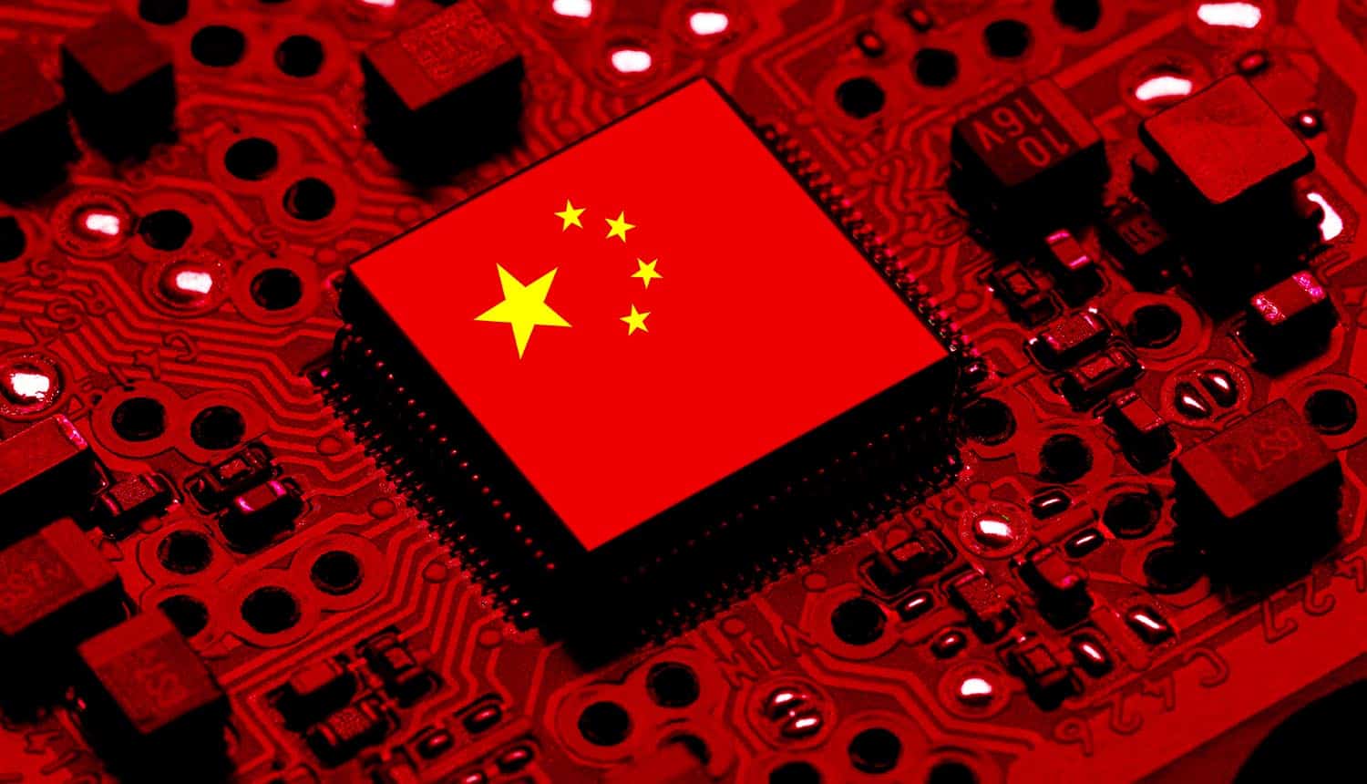 Chinese flag on chip showing Chinese hackers breached research facilities