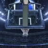 Basketball backboard in a large sports arena showing data breach