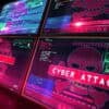Red alert with skull symbol showing data breach