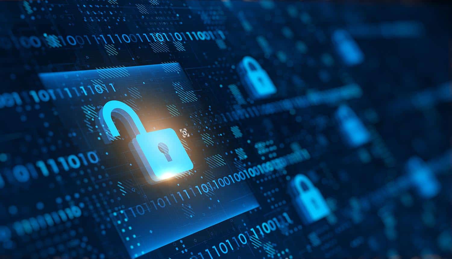 Open digital lock showing data breach