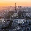 Cityscape and bubble chat showing phishing campaign for messaging apps