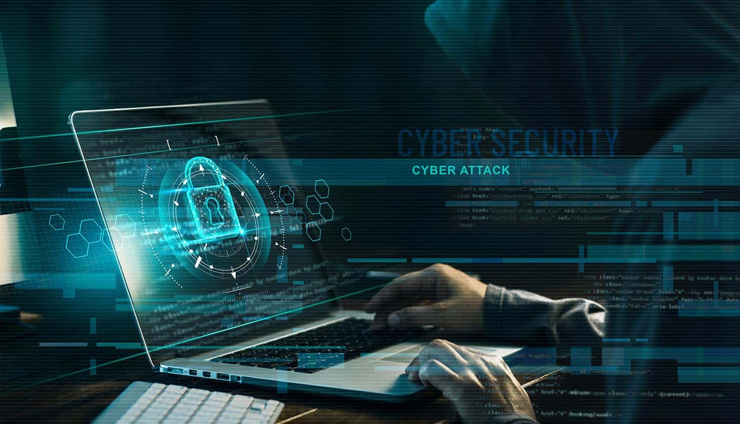Hacker working on a code showing security breach