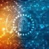 Lock on technology background showing cyber defense