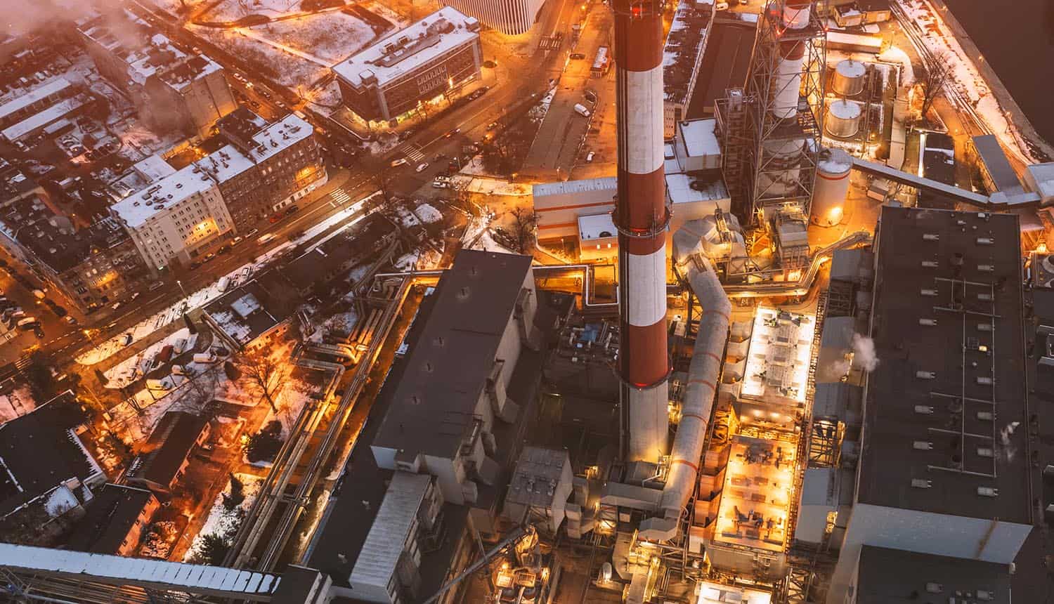 Power plant in the evening showing ransomware and critical infrastructure