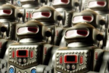 Army of toy robots showing AI agents