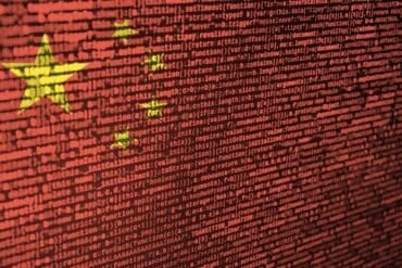China flag with code showing AI models