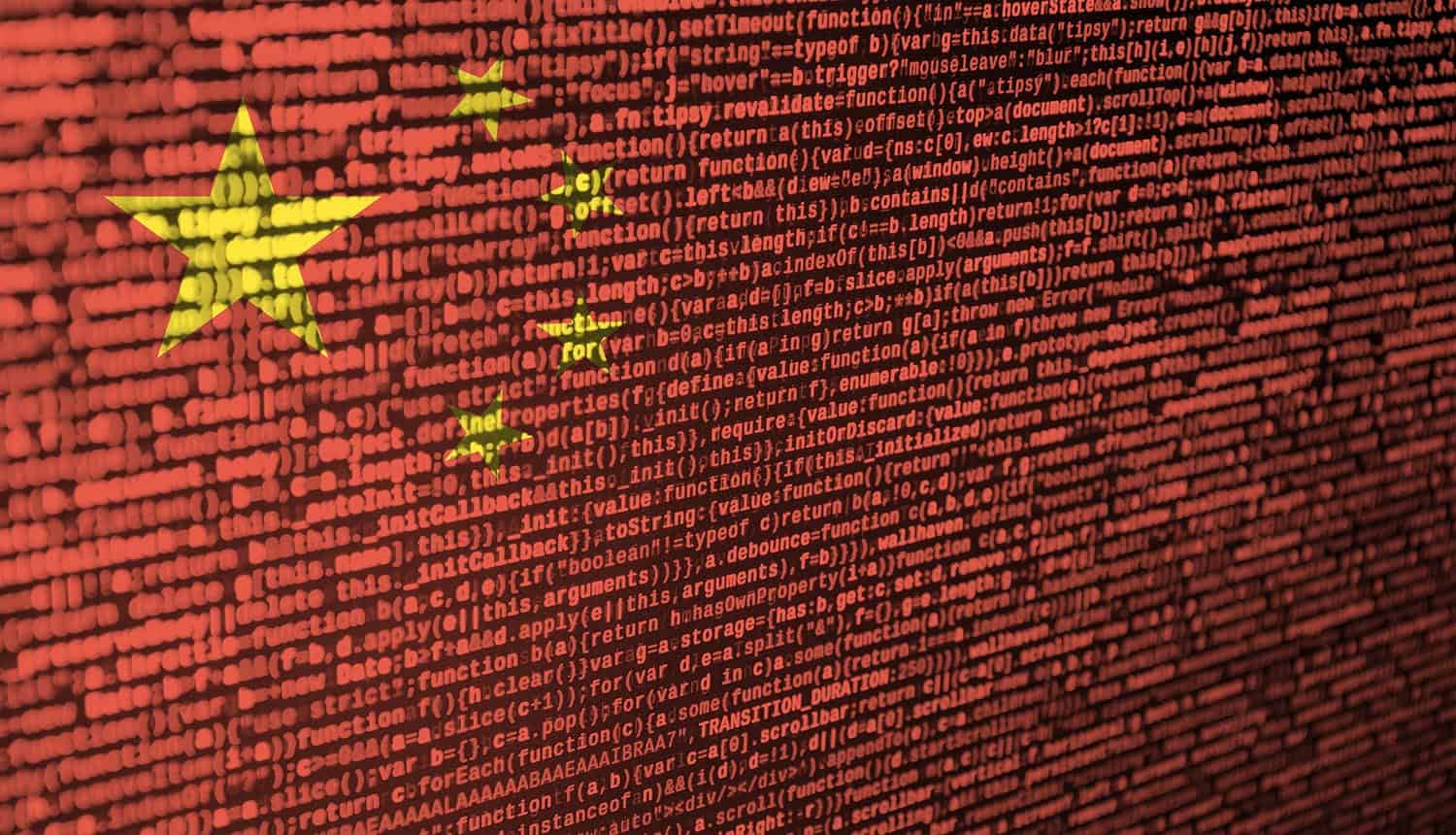 China flag with code showing AI models