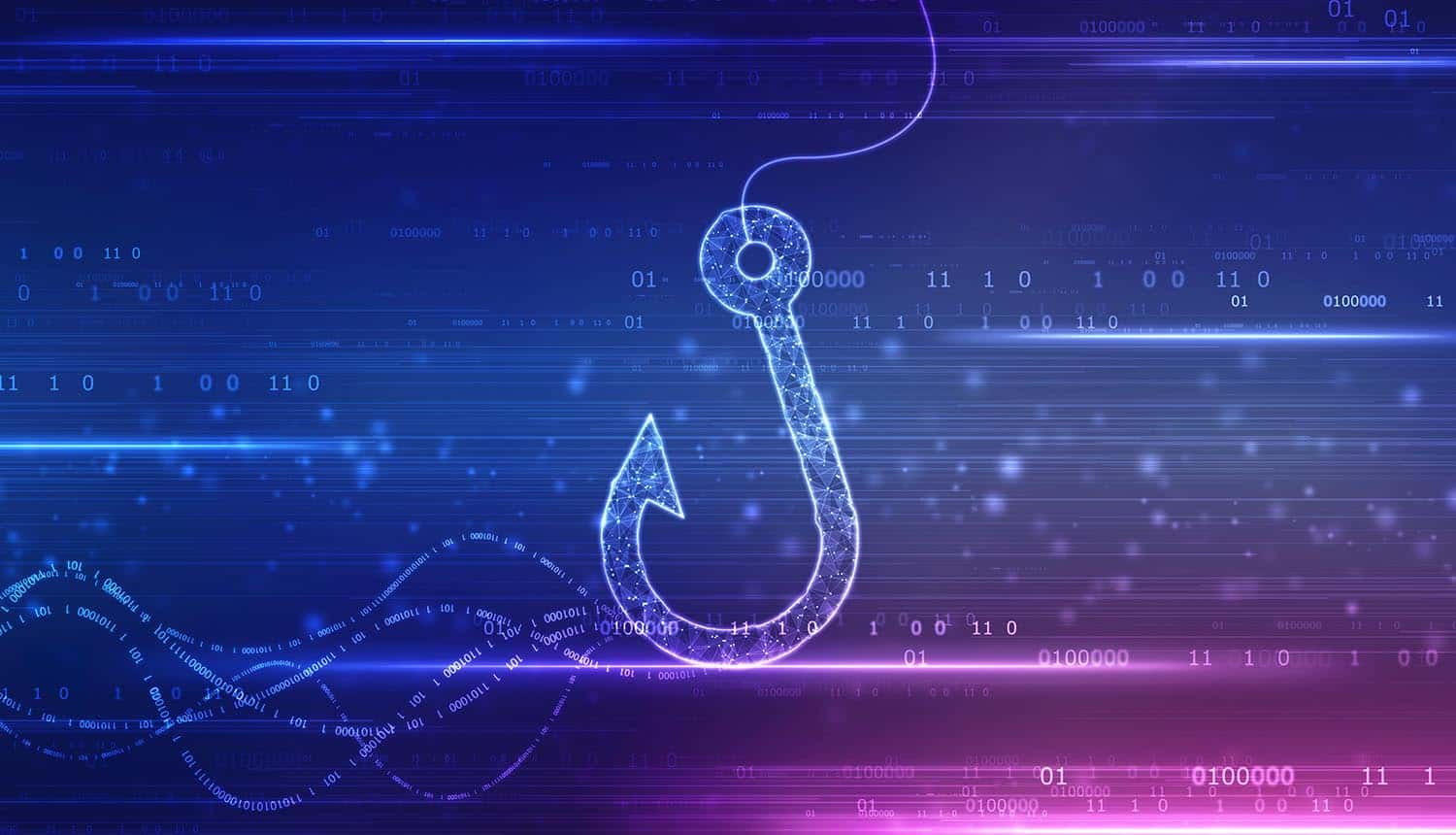 Digital hook showing data breach at fintech
