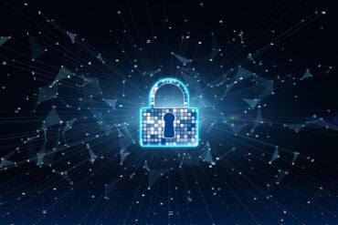 Lock on digital landscape showing AI safety rules
