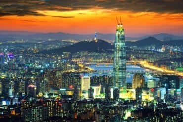 South Korea skyline of Seoul showing AI cyber attacks on South Korean banks