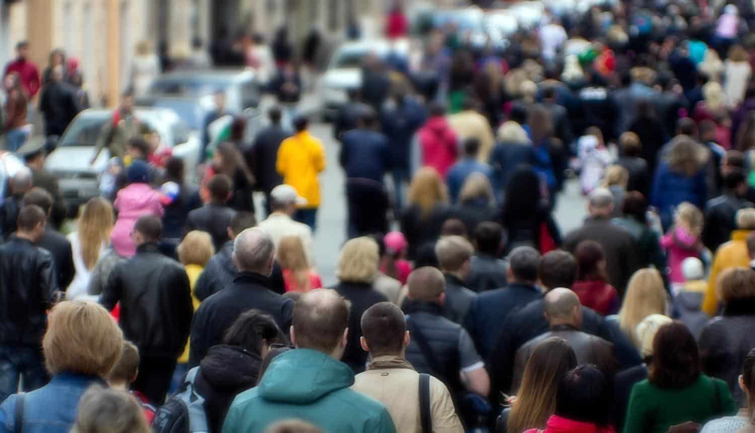 Crowd of people on the street showing data breach of population registry