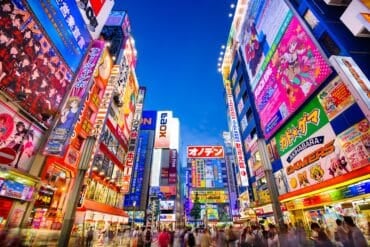 Crowds in Tokyo showing data breach of karaoke system
