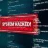 System hacked alert on screen showing AI incident response