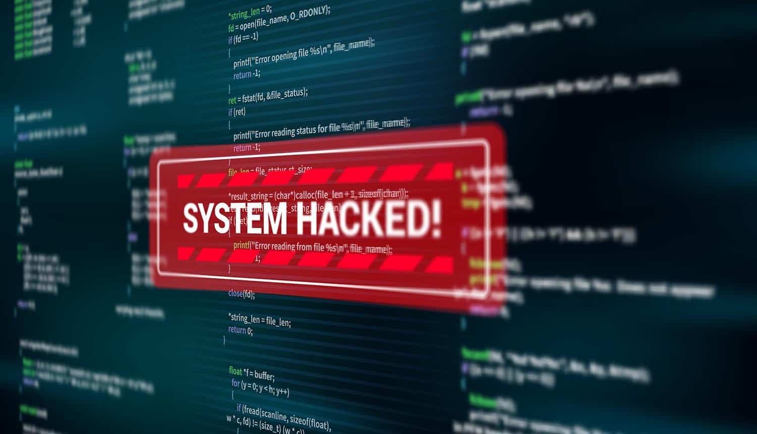 System hacked alert on screen showing AI incident response